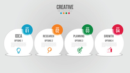 Wall Mural - business infographics 4 steps options design template.data and information visualization.dynamic col