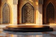 © irfan - A podium with the interior of a mosque as background for product display on Islamic celebration day