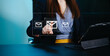 © Nuttapong punna - Woman hands using Laptop, tablet typing on keyboard and surfing the internet with email icon, email marketing concept,