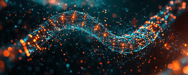 Wall Mural - vibrant illustration of ai technology integrating with digital networks, showcasing flowing structur