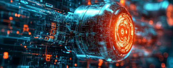 Wall Mural - abstract illustration of advanced robotics technology featuring intricate circuits and glowing eleme