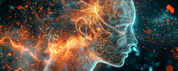 Wall Mural - conceptual illustration of ai driven creativity, showcasing vibrant fusion of light and energy. imag