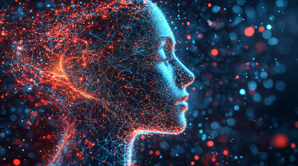Wall Mural - conceptual illustration of ai advancing human capabilities, showcasing digital representation of hum