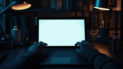 Poster - The Laptop in Dark Room