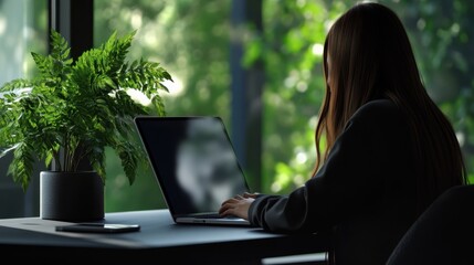 Sticker - The Woman with Laptop Plant