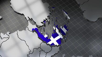 Wall Mural - Greece - rotating country border and flag - 4k 3D animation (3840 x 2160 px)