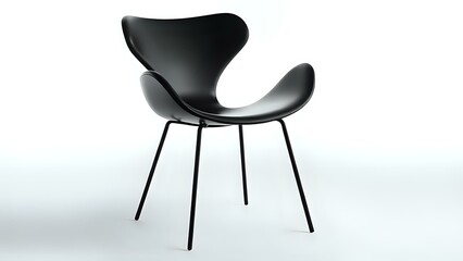 Wall Mural - Black Chair on White Background Representing Minimalist Elegance and Simplicity