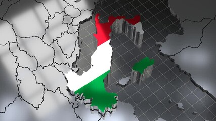 Wall Mural - Italy - rotating country border and flag - 4k 3D animation (3840 x 2160 px)