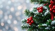 © Vancouver - a Christmas tree adorned with red berries set against a snowy winter scene
