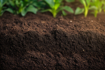 Wall Mural - Textured fertile soil as background. Gardening season