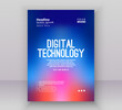 © PST Vector - Poster brochure cover banner presentation layout template, Technology digital futuristic internet network blue purple gradient background, Abstract cyber future tech, Ai big data business vector