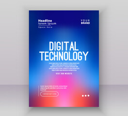 Poster brochure cover banner presentation layout template, Technology digital futuristic internet network blue purple gradient background, Abstract cyber future tech, Ai big data business vector