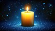 © roongtiwa - Glowing candle amidst sparkling blue bokeh lights