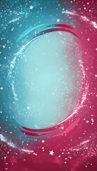 Sticker - Cosmic-themed oval frame with pink and teal tones, filled with stars and sparkles, creating a magical, dreamy atmosphere. Ideal for fantasy and sci-fi backgrounds.