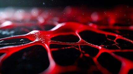 Wall Mural - A close up of a red blood cell with water droplets on it