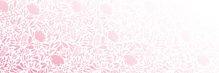 Wall Mural - Pink flower banner, cute spring vector pattern background design