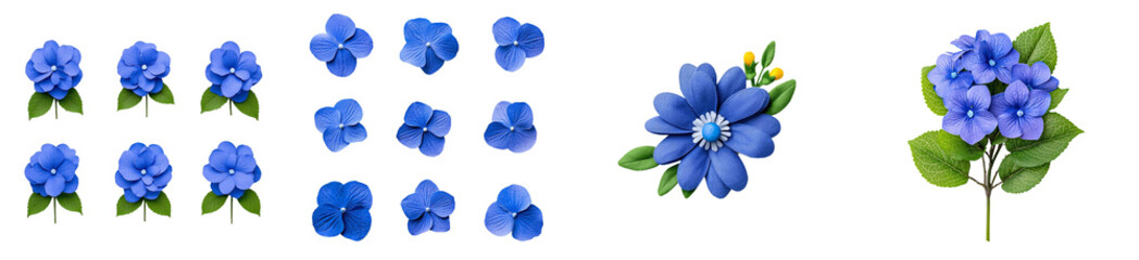 Poster - A small blue flower bouquet isolated on a transparent background of white plumbago or Cape leadwort.
