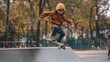 © Aliaksandr Siamko - Skateboarding kid practicing on park ramp