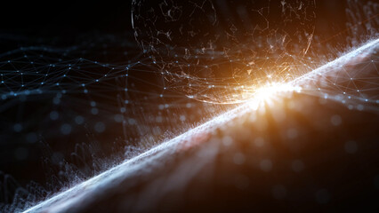 Wall Mural - network sphere with glowing light. artistic artificial intelligence globe in digital cyberspace illu