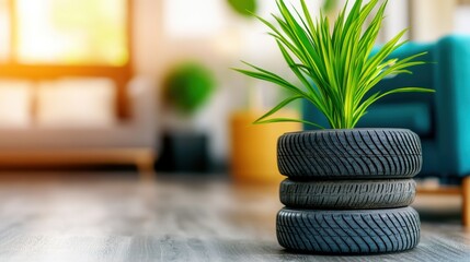 Aufkleber - Transform your space by using recycled tires as unique plant pots