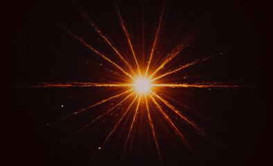 bright orange light is shining on a dark background