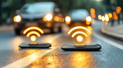 Fototapete - Smart traffic solutions enhance urban mobility with connected sensors