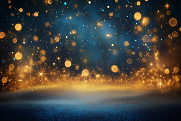 Wall Mural - Mesmerizing display of golden blue bokeh lights   