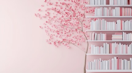 Aufkleber - Create a stunning bookshelf design with floral accents