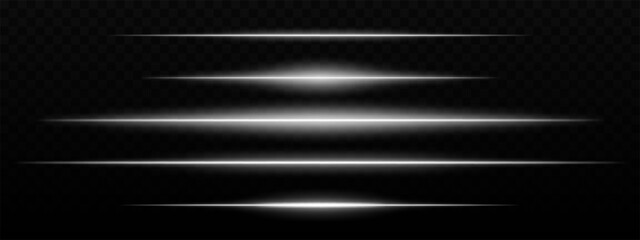 Wall Mural - intense white horizontal light streaks with a glow effect on a dark background. suitable for futuris