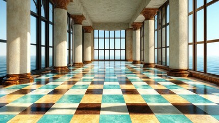 Aufkleber - Explore stunning interior design in an ocean-view space
