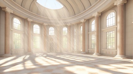 Poster - Bright sunlight illuminates elegant architectural space
