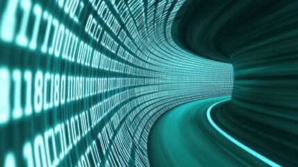 Fototapete - Explore the digital tunnel of data flowing in modern technology