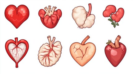 Explore various heart illustrations showcasing unique anatomical designs