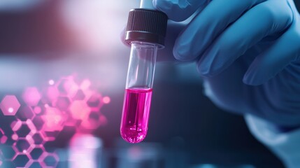 Poster - Scientist analyzes chemical reaction using purple solution in test tube