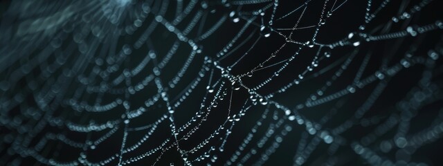 Dew Drops on Spider Web  Macro Photography  Nature Texture Background