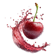 Wall Mural - Fresh cherry juice splash isolated on transparent background, vibrant and realistic liquid effect, ideal for food and beverage visuals, product ads, and summer-themed designs, Generative AI