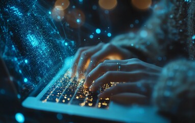 Aufkleber - Closeup of a person typing on a laptop
