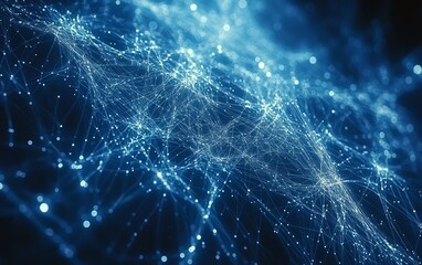 Poster - White futuristic technology lines and digital connections on a dark blue background, symbolizing cuttingedge innovation and digital communication networks
