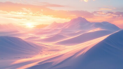 Sunset over Snowy Mountains