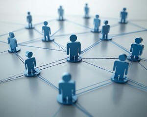 Poster - Interconnected digital figures representing various people and groups in the online space, illustrating the concept of a global network
