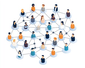 Leinwandbilder - Interconnected people forming a digital network, symbolizing the flow of information, collaboration, and teamwork in a connected world