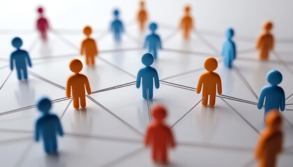 Leinwandbilder - A network of digital figures representing various people or groups, connected in the virtual space, emphasizing digital collaboration and communication