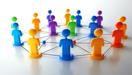 Leinwandbilder - A network of interconnected figures representing different people or groups in the digital space, symbolizing global connectivity and collaboration