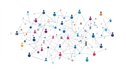 Leinwandbilder - A web of people connected in a network, representing digital communication and the power of global online interaction