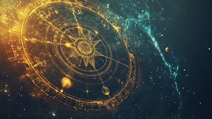 zodiac signs inside of horoscope circle. astrology in the sky with many stars and moons astrology an