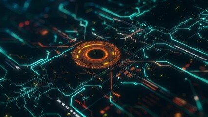 Wall Mural - hud display, animated futuristic technology background, 4k wallpaper backdrop,