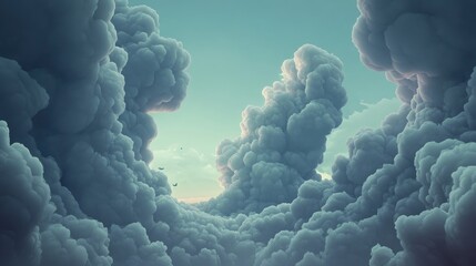 Wall Mural - Dramatic gray white cloudy sky featuring ominous storm clouds and wispy clouds capturing the intensity of an approaching thunderstorm