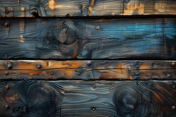 Wall Mural - Rustic Wooden Texture with Vibrant Burnt Patterns for Background or Design