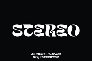 Wall Mural - creative trendy psychedelic alphabet display font vector. wavy stereo typeface