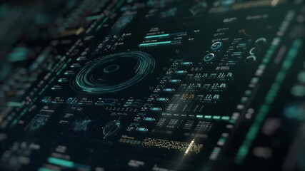 Wall Mural - hud display, animated futuristic technology background, 4k wallpaper backdrop,